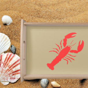 red lobster on khaki serving tray