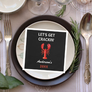 Red lobster party quote name black napkins