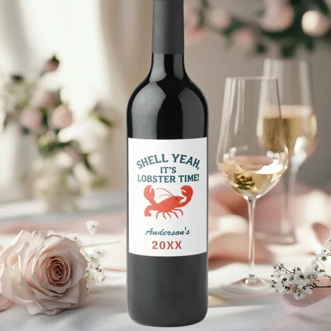 Red lobster party quote name wine label | Zazzle