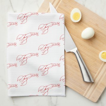 Red Lobster Pattern -  Beach House Kitchen Towel