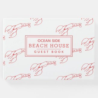 Red Lobster Pattern - Beach House Vacation Rental Guest Book