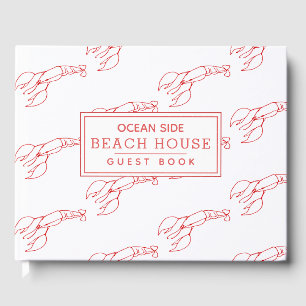 Red Lobster Pattern - Beach House Vacation Rental Guest Book