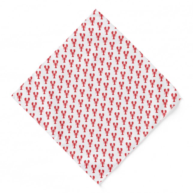 Red Lobster Pattern Coastal Beach Ocean Pet  Bandana (Front)
