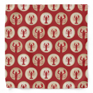 Red Lobster Pattern - Nautical Ocean Seafood Bandana