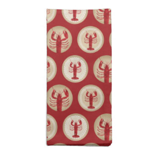 Red Lobster Pattern - Nautical Ocean Seafood Cloth Napkin