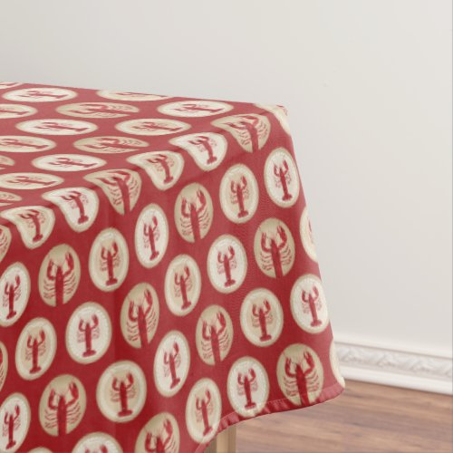 Red Lobster Pattern _ Nautical Ocean Seafood Tablecloth