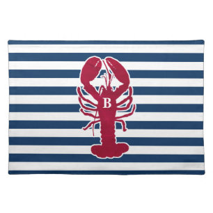 Red Lobster Placemats with blue and white Stripes