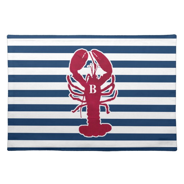 Red Lobster Placemats with blue and white Stripes (Front)