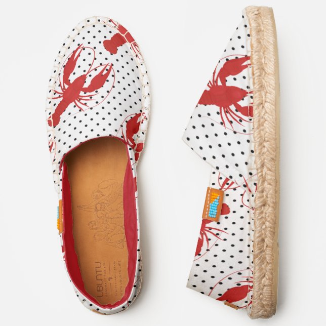 red lobster polka dots white espadrilles (Side)