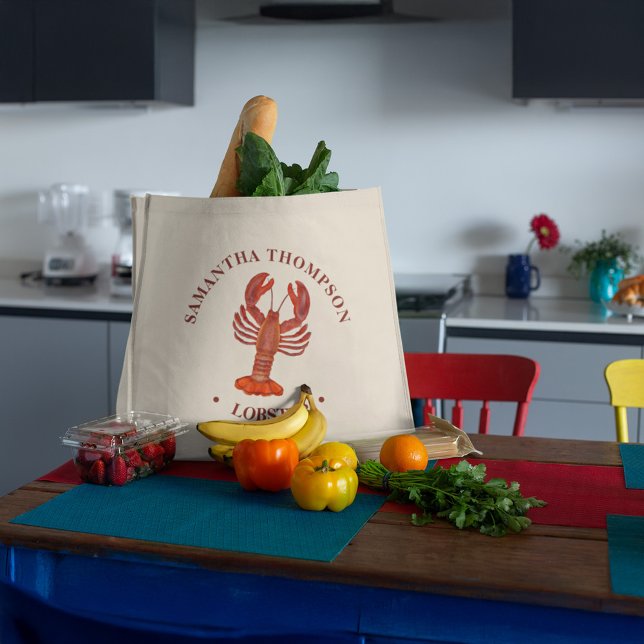 Red Lobster Seafood Grocery Personalized Large Tote Bag (Red Lobster custom Jumbo Tote)