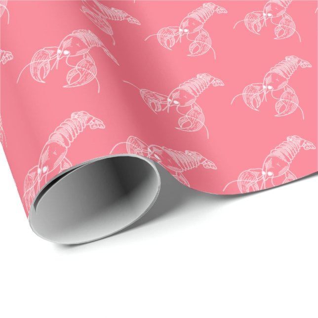 Red Lobster Seafood Maine Preppy Beach Wrapping Paper (Roll Corner)