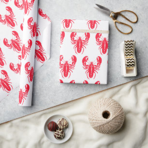 Red Lobster Seafood Maine Preppy Beach Wrapping Paper