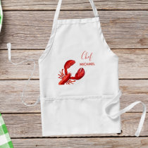 Red lobster white custom name adult apron