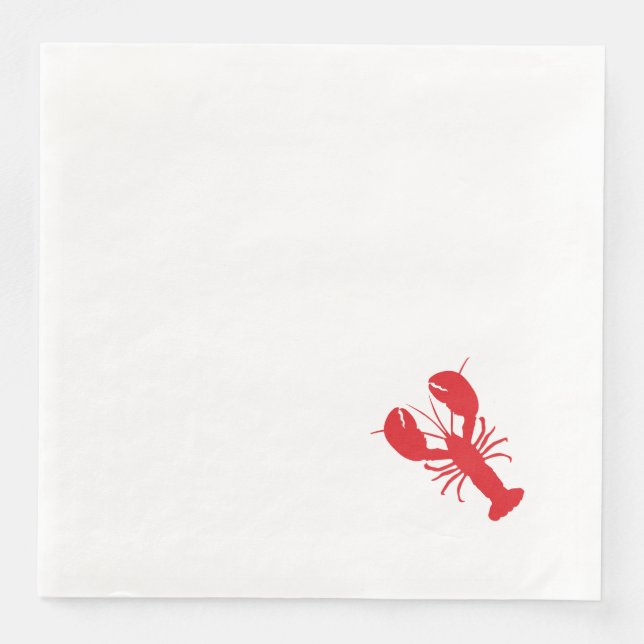 Red Lobster White Preppy Coastal Simple Fun Paper Dinner Napkins (Front)