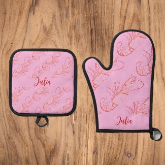  red  lobsters- add name  oven mitt & pot hol