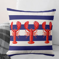 Red lobsters blue white nautical stripes