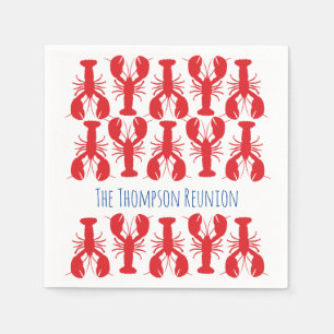Red Lobsters Family Reunion NAME Coastal Beach Fun Napkins