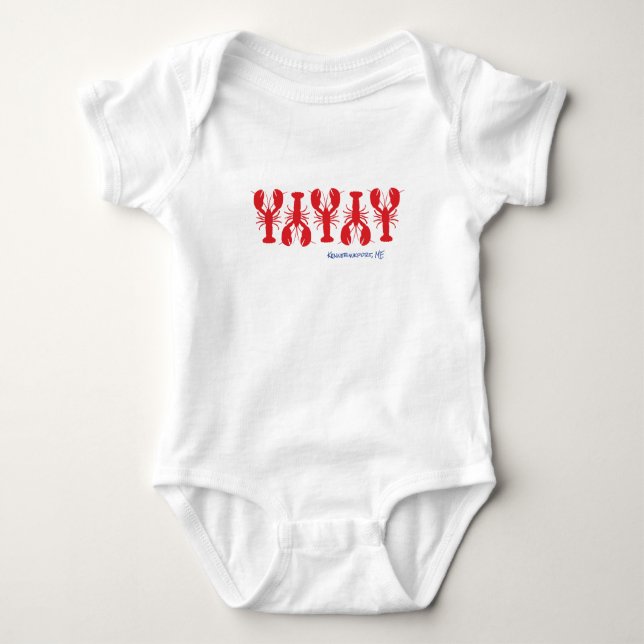 Red Lobsters Preppy Coastal Location Fun Baby  Baby Bodysuit (Front)