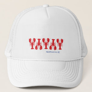 Red Lobsters White Custom Blue Location Text Trucker Hat