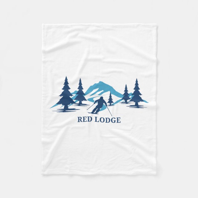 Red Lodge Montana Ski Resort Skiing Skier _1  Fleece Blanket (Front)