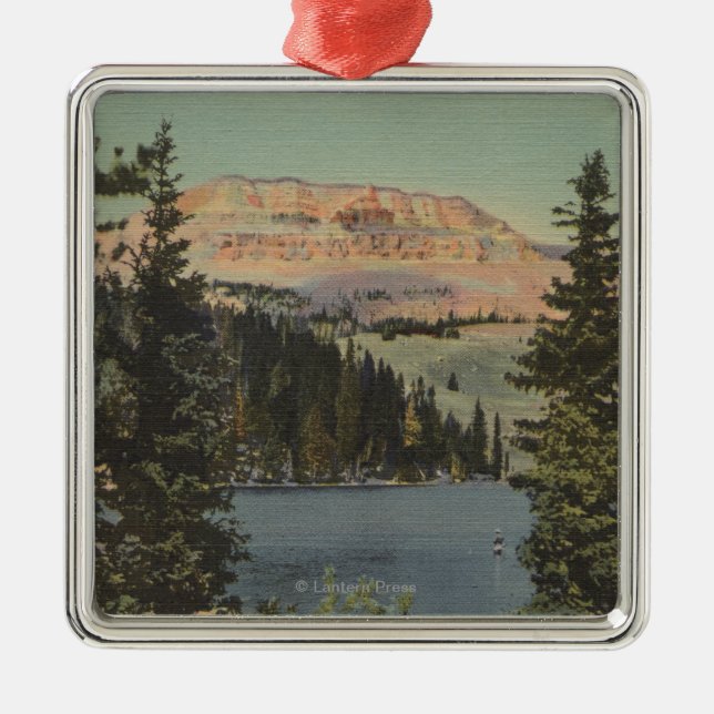 Red Lodge, MT - View of Beartooth Lake & Butte Metal Ornament (Front)