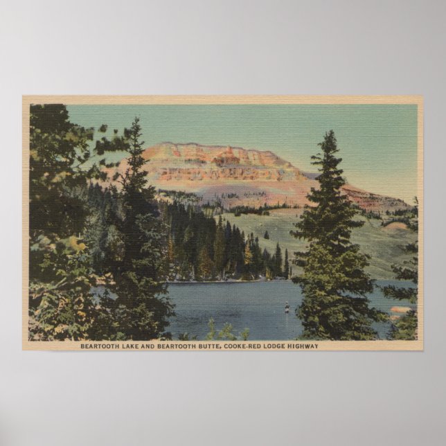 Red Lodge, MT - View of Beartooth Lake & Butte Poster (Front)