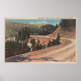 Red Lodge, MT - View of Mae West Curve Poster