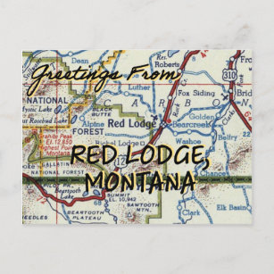 Red Lodge MT Vintage Map Postcard