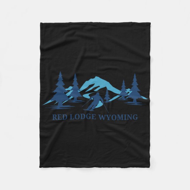 Red Lodge Wyoming Ski Resort Skiing Skier  Fleece Blanket (Front)