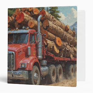 Red Logging Truck in the Mountains 3 Ring Binder