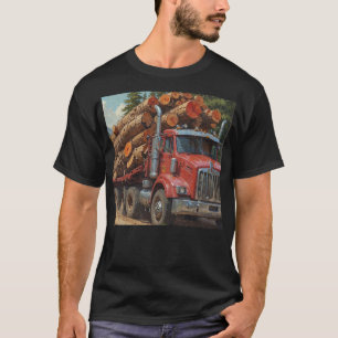 Red Logging Truck in the Mountains T-Shirt