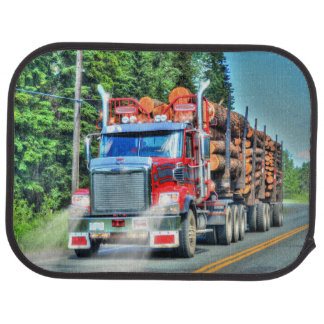 Red Logging Truck, Timber Lorry Trucker Art Car Mat