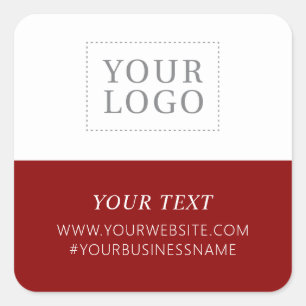 Red Logo Business Thank you Custom Package Square Sticker