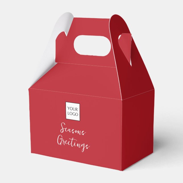 Red Logo Text Promotional Business Packaging Favor Boxes (Front Side)