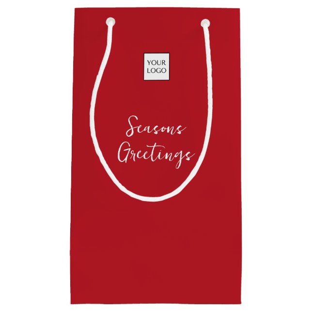 Red Logo Text Promotional Business Packaging Small Gift Bag (Front)