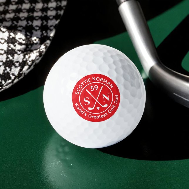 Red Logo 'World's Greatest Golf Dad' Golf Balls (Creator Uploaded)