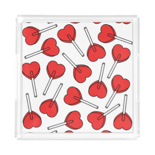 Red Lollipops, Heart Lollipops, Lollipop Pattern Acrylic Tray