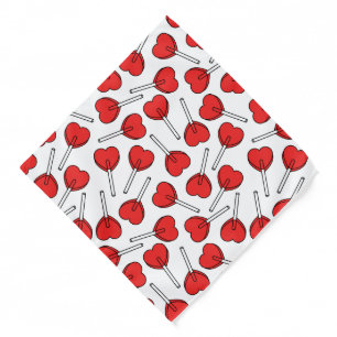 Red Lollipops, Heart Lollipops, Lollipop Pattern Bandana
