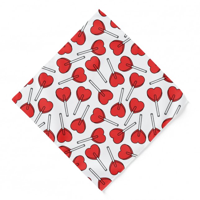 Red Lollipops, Heart Lollipops, Lollipop Pattern Bandana (Front)