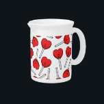 Red Lollipops, Heart Lollipops, Lollipop Pattern Beverage Pitcher<br><div class="desc">Cute,  fun and adorable pattern with red lollipops. Modern and trendy gift,  perfect for the candy lover in your life.</div>