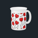 Red Lollipops, Heart Lollipops, Lollipop Pattern Beverage Pitcher<br><div class="desc">Cute,  fun and adorable pattern with red lollipops. Modern and trendy gift,  perfect for the candy lover in your life.</div>