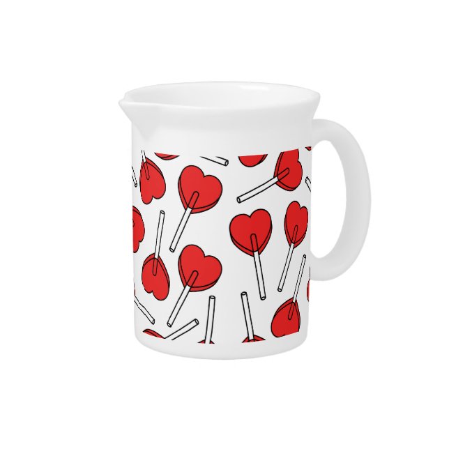 Red Lollipops, Heart Lollipops, Lollipop Pattern Beverage Pitcher (Right)