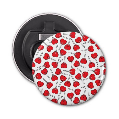 Red Lollipops Heart Lollipops Lollipop Pattern Bottle Opener