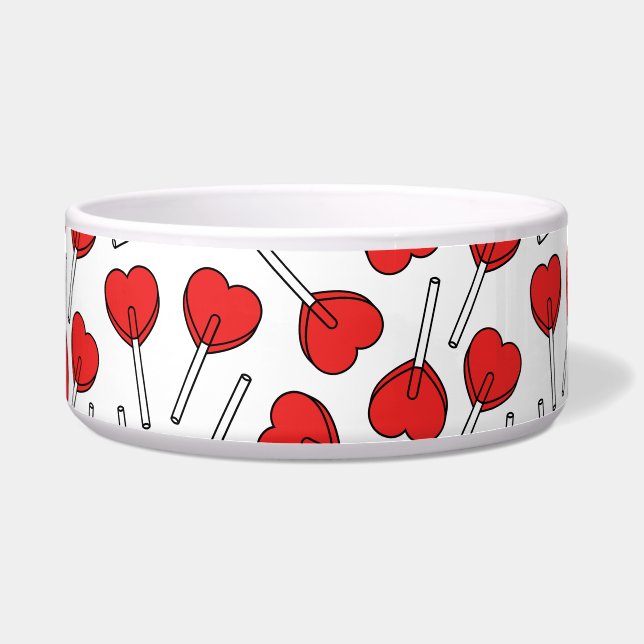 Red Lollipops, Heart Lollipops, Lollipop Pattern Bowl (Front)