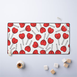 Red Lollipops, Heart Lollipops, Lollipop Pattern Desk Mat