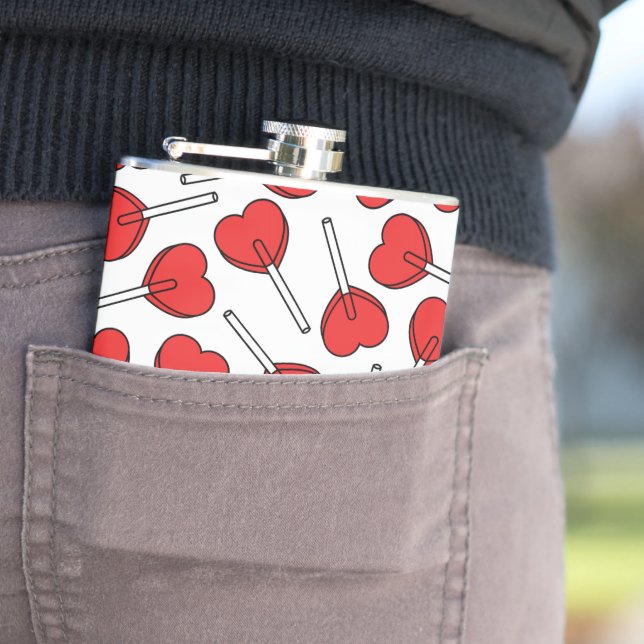 Red Lollipops, Heart Lollipops, Lollipop Pattern Flask (In Situ)