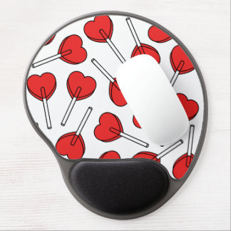 Red Lollipops, Heart Lollipops, Lollipop Pattern Gel Mouse Pad