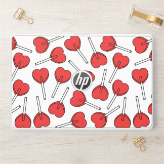 Red Lollipops, Heart Lollipops, Lollipop Pattern HP Laptop Skin