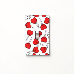 Red Lollipops, Heart Lollipops, Lollipop Pattern Light Switch Cover