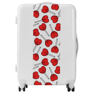 Red Lollipops, Heart Lollipops, Lollipop Pattern Luggage